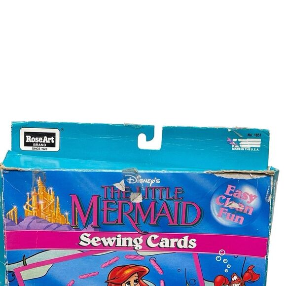 Disney Little Mermaid Sewing Cards 5 Cardboard Cards 1991 RoseArt No Ursula - Picture 11 of 11